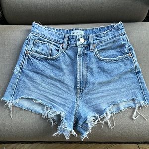 Zara Denim Shorts Raw Hem
